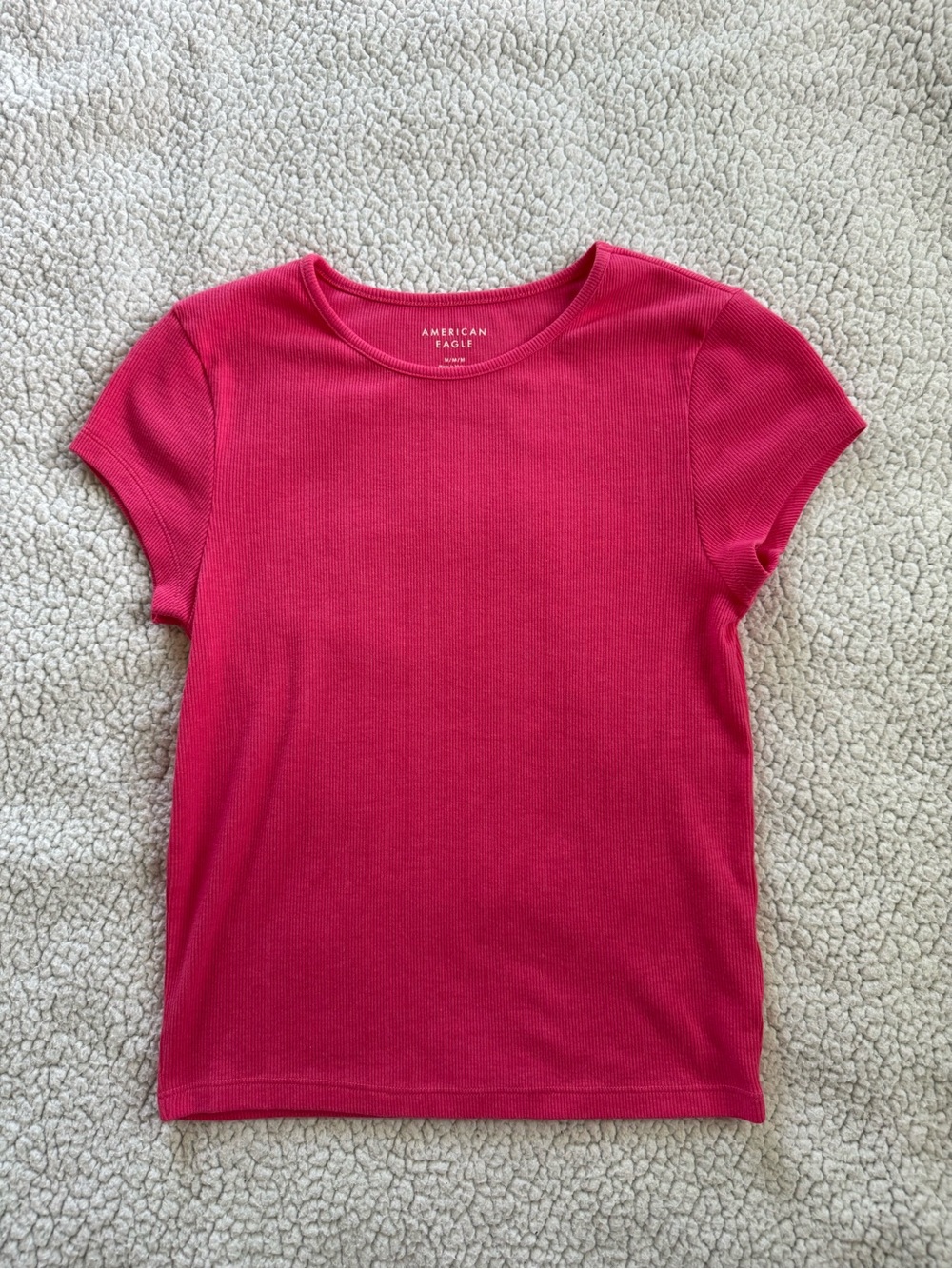 American Eagle Outfitters Hot Pink Short Sleeve Ribbed Tee